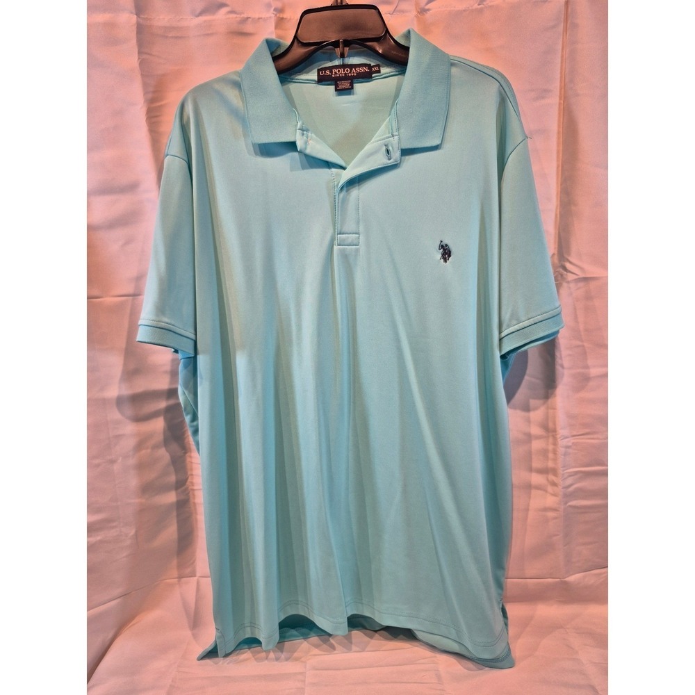 US Polo Assn Mens Polo Shirt Aqua Blue Short Sleeve XXLarge Embroidered‎ Logo